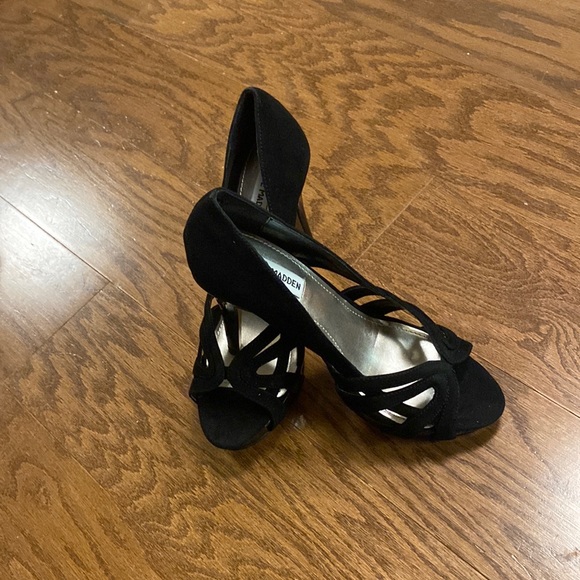 NWT Steve Madden Loyyall Black Mult, Size 8, suede heels, with box - Picture 2 of 8